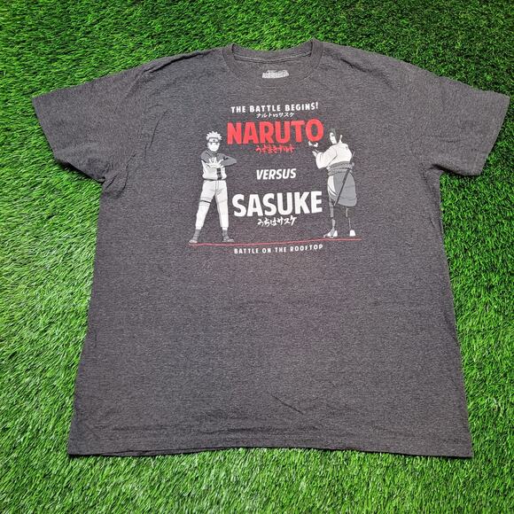 Naruto Shippuden Naruto vs Sasuke Rooftop Battle Anime T-Shirt Mens XL - Picture 1 of 5